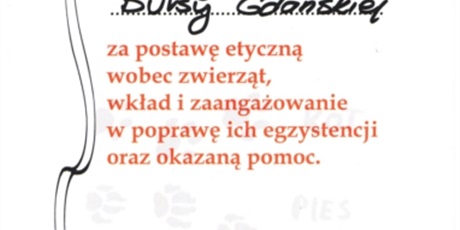 Powiększ grafikę: Dyplom OTOZ Animals przyznany  wychowankom Bursy Gdańskiej.